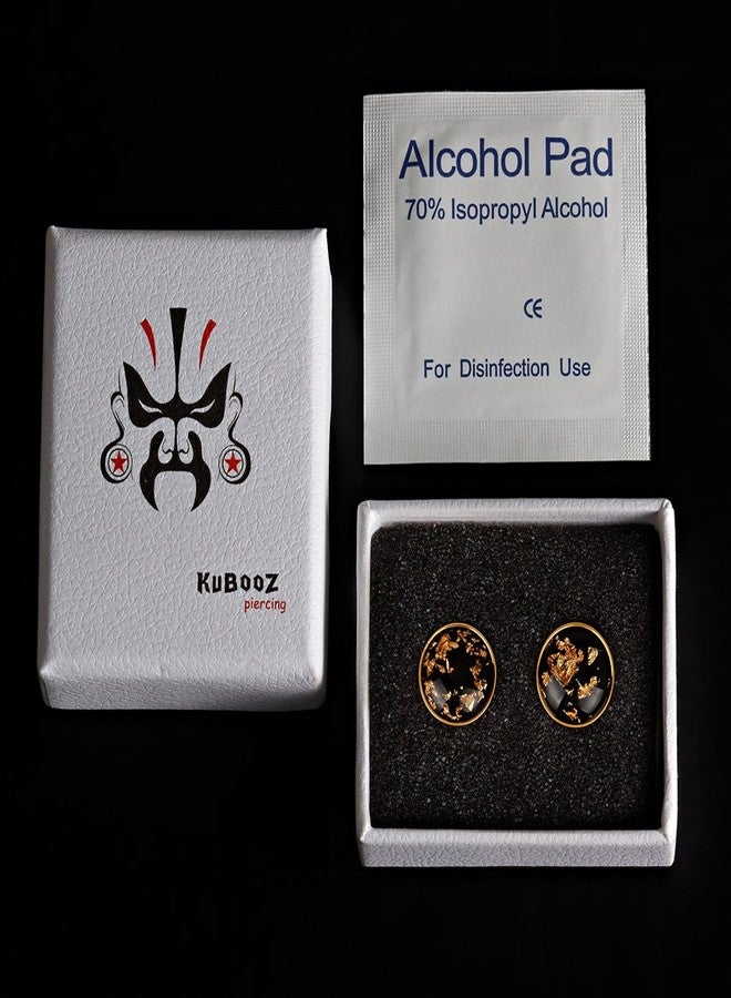 KUBOOZ(1 Pair Simple Golden Gold-foil Ear Plugs Tunnels Gauges Stretcher Piercings 0g - Image 5